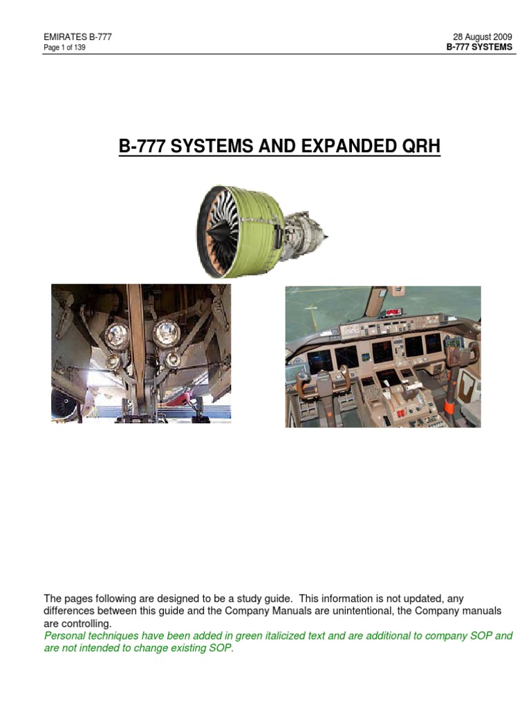 B777 Systems and Expanded QRH Aeronautics (2.5K views)
