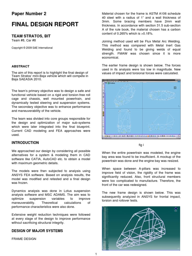 BAJA Final Design Report by Car#8 - Bangalore Institute of Technology ...