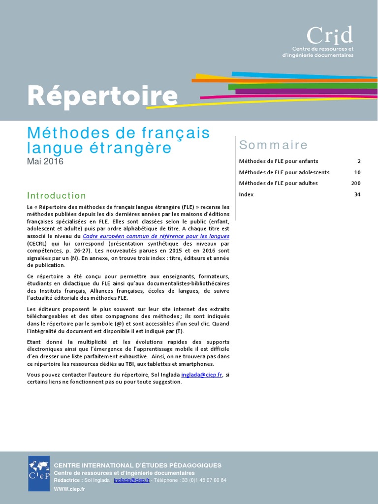 Repertoire Methodes Fle PDF | PDF | Science | Science et technologie
