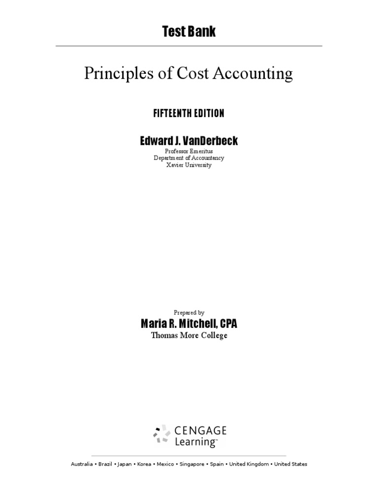 Cost Accounting Test Bank 15th Ed | PDF | Career & Growth | Business