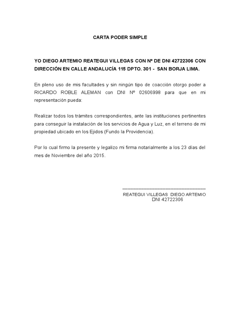 Carta Poder Simple para Trámites Administrativos | PDF | Derecho