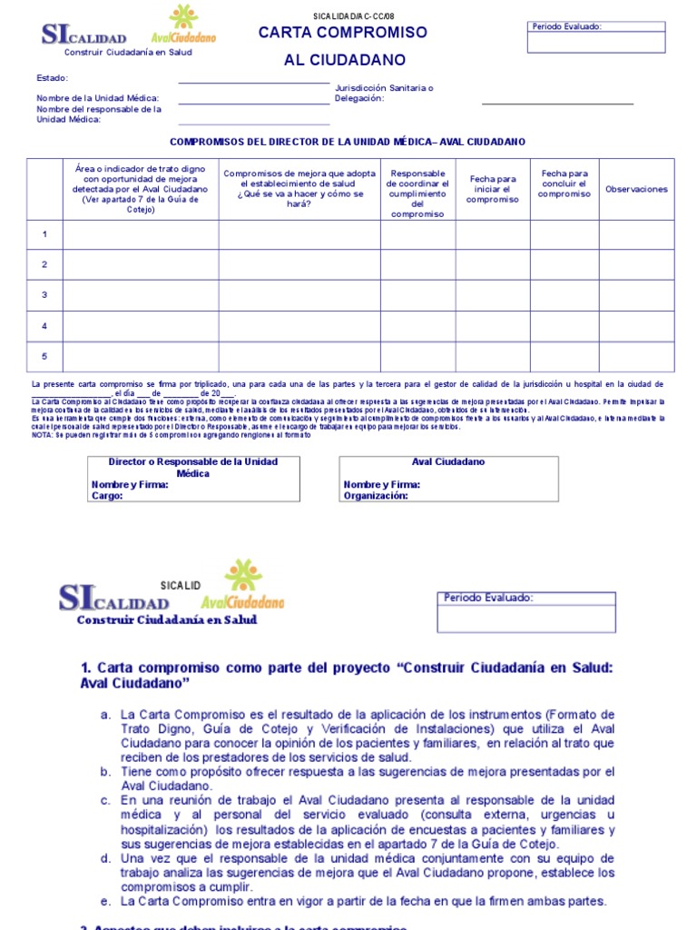 Formato Carta Compromiso PDF Hospital Bienestar