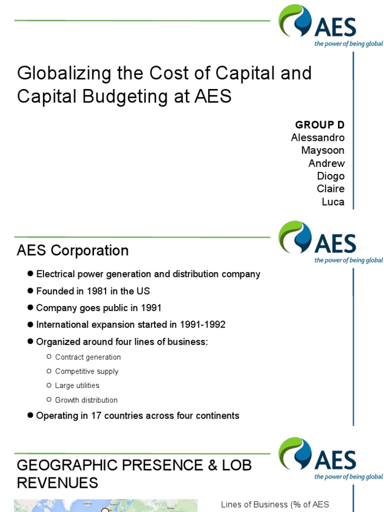 AES Case Presentation Cost Of Capital Capital Budgeting