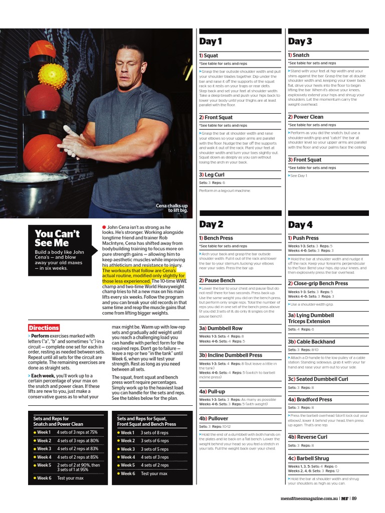 John Cena Workout PDF Athletic Sports Recreation