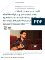 Entrevista A Ignacio Calderón Almendros. "La Discapacidad No Es Una Realidad Biológica y Personal, Sino Que Fundamentalmente Es de Naturaleza Social y Cultural"