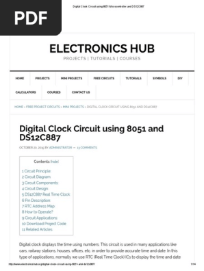 Digital Clock Circuit Using 8051 Microcontroller and DS12C887