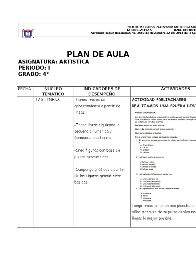 Plan de Aula: Arte para Grado 4 | PDF | Reciclaje | Color