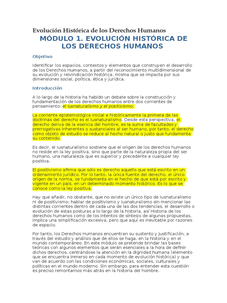 Evolución Histórica de los Derechos Humanos | PDF | Derechos humanos ...