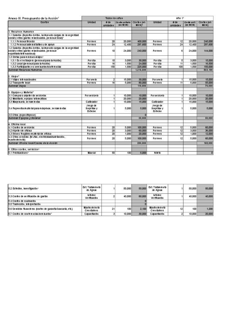 EJEMPLO DE PRESUPUESTO - Agosto 2011 | PDF | Unión Europea | Presupuesto