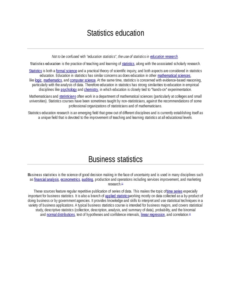 Statistics Education Not To Be Confused With "Education Statistics