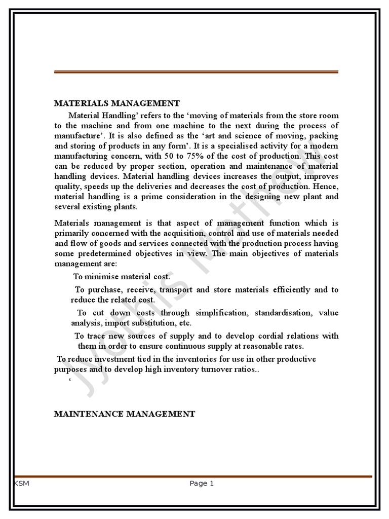 Materials Management PDF Iso 9000 Inventory