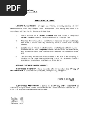 Aff of Loss Driver's License.8.1.14