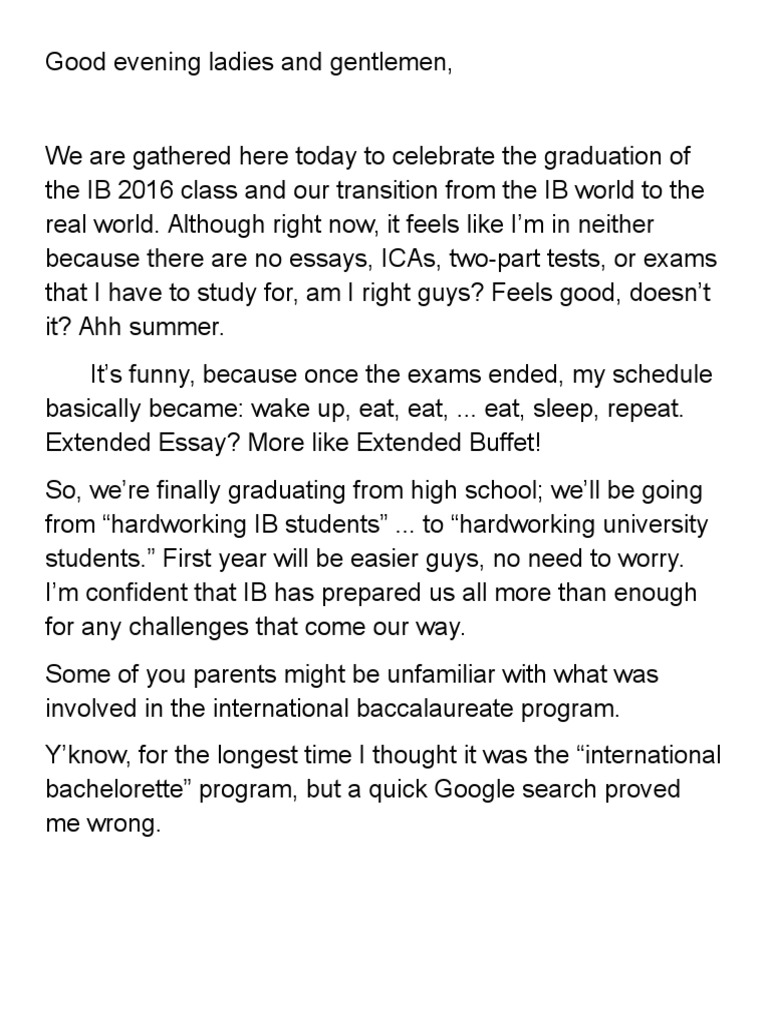 Ib Grad Speech | PDF | Test (Assessment) | Schools