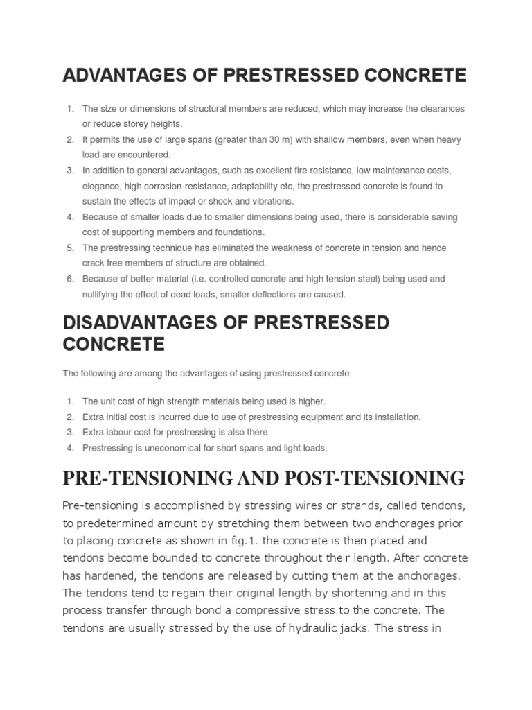 Benefits of Prestressed Concrete | PDF | Prestressed Concrete | Concrete
