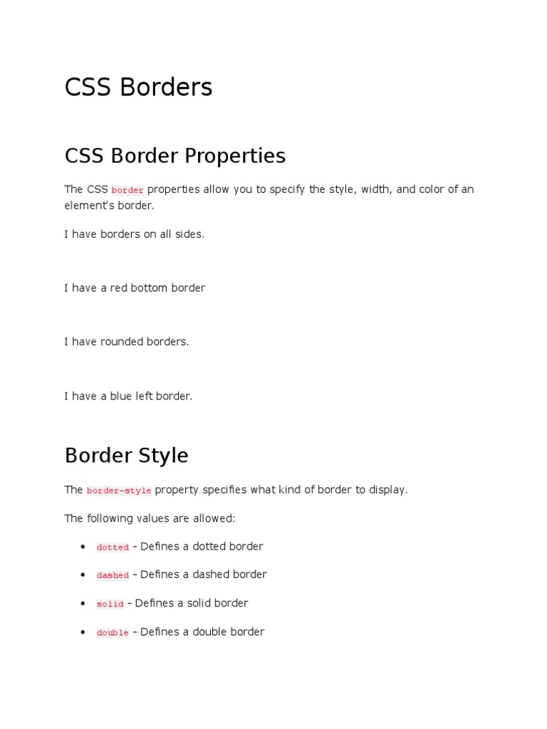 Css Border | PDF | Home & Garden