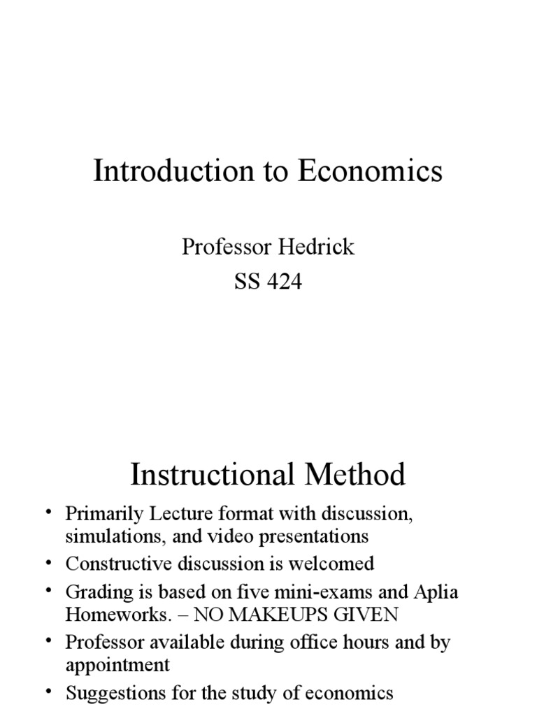 Introduction To Economics | PDF | Long Run And Short Run | Inflation