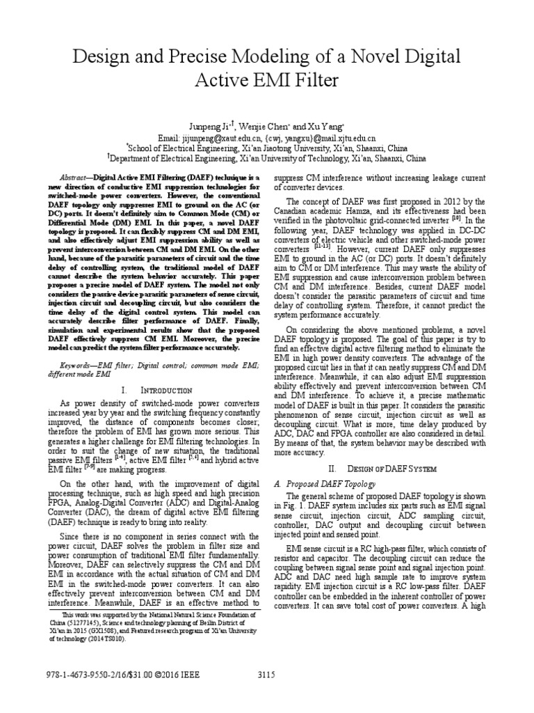 Design and Precise Modeling of A Novel Digital Active EMI Filter | PDF ...