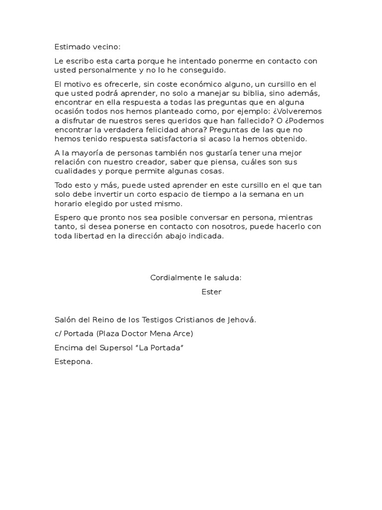 Predicación Por Carta