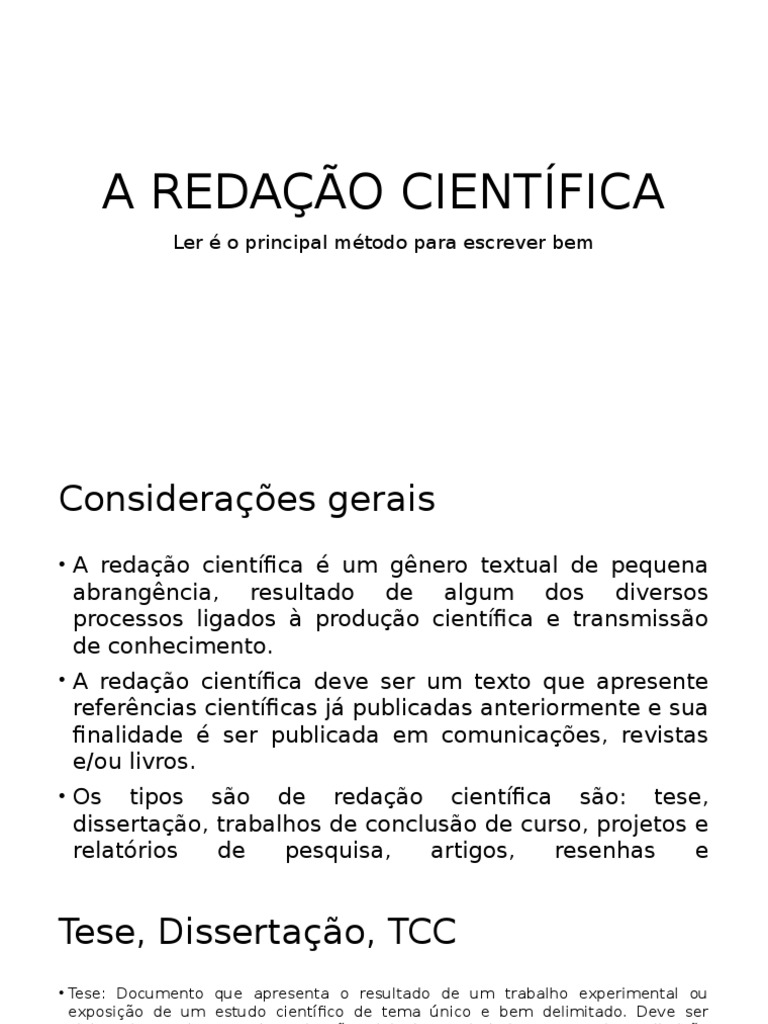 A Redação Científica | PDF | Tempo gramatical | Comunicação