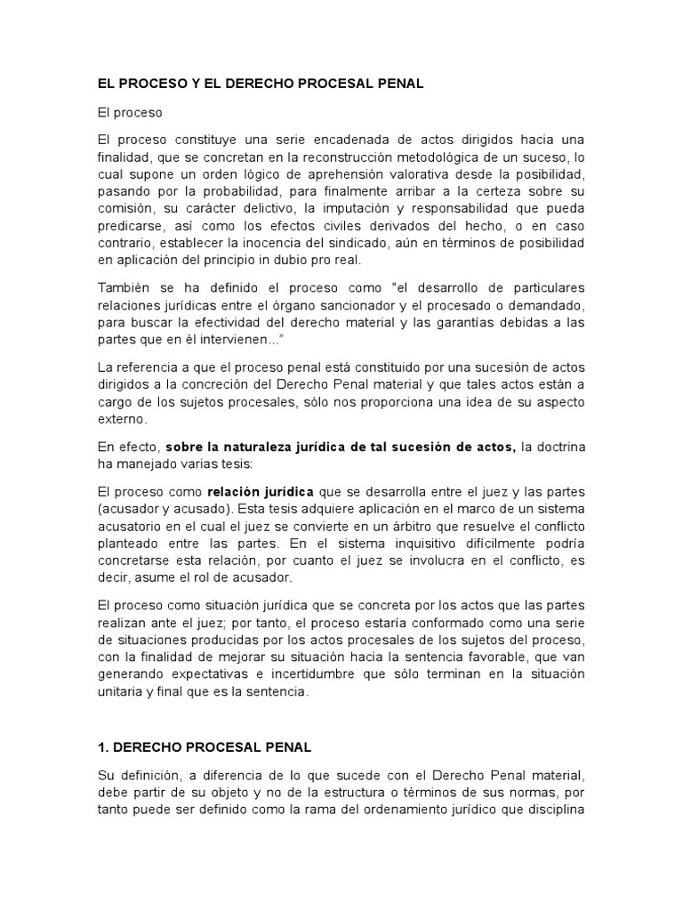 El Proceso y El Derecho Procesal Penal | PDF | Ley procesal ...