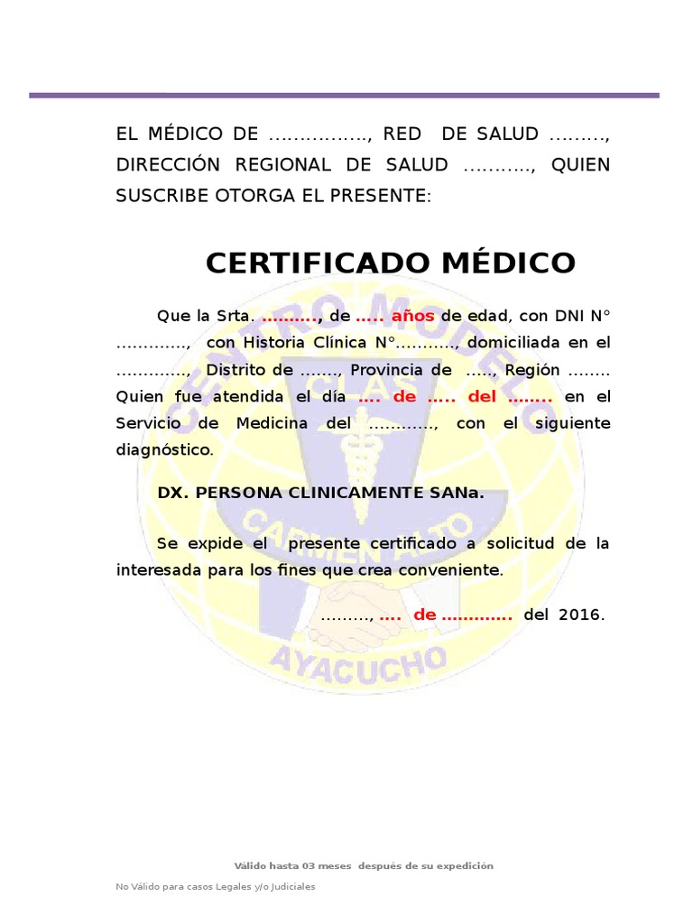 Ejemplo De Certificado Medico Por Enfermedad Actualizado Agosto 2022 ...