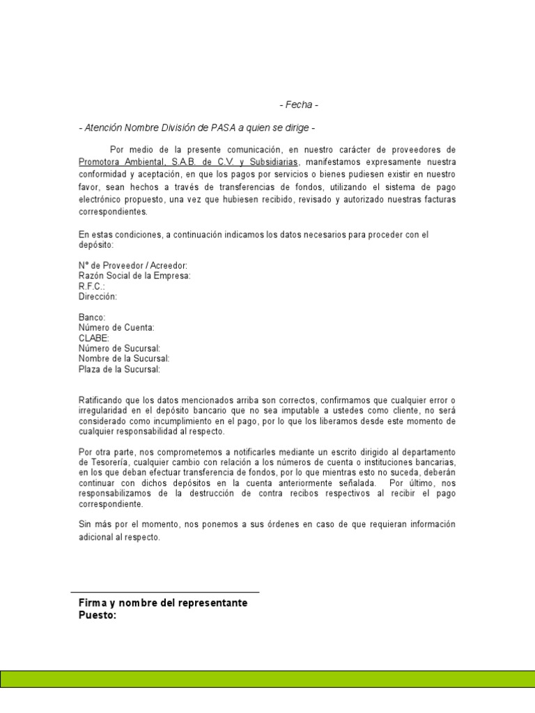 Carta De Cambio De Razon Social A Proveedores