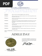 Proclamation for 'Adele Day' in Minnesota