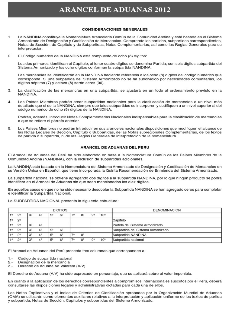 Arancel de Aduanas PDF | PDF | Atún | aduana
