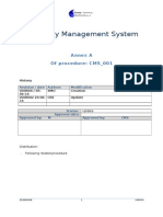 Company Management System: Annex A of Procedure: CMS - 001