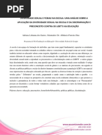 DIVERSIDADE SEXUAL E FOBIAS NA ESCOLA