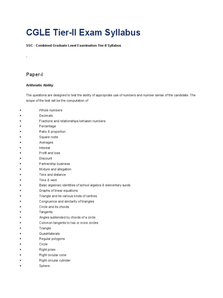 CGLE Tier-II Exam Syllabus Overview | PDF | Teaching Methods & Materials