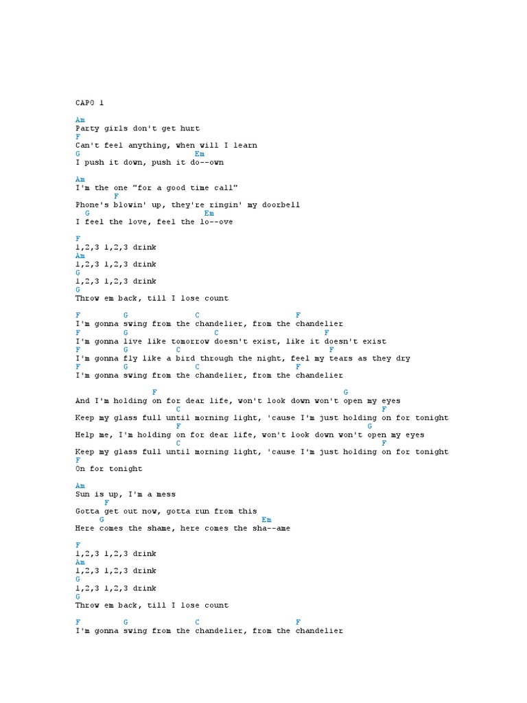 Chandelier Chords Arreglo PDF