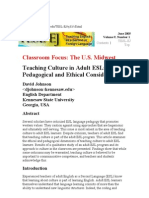 Classroom Focus: The U.S. Midwest: Teaching Culture in Adult ESL: Pedagogical and Ethical Considerations