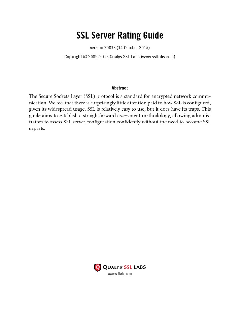 SSL Server Rating Guide PDF | PDF | Transport Layer Security | Key ...