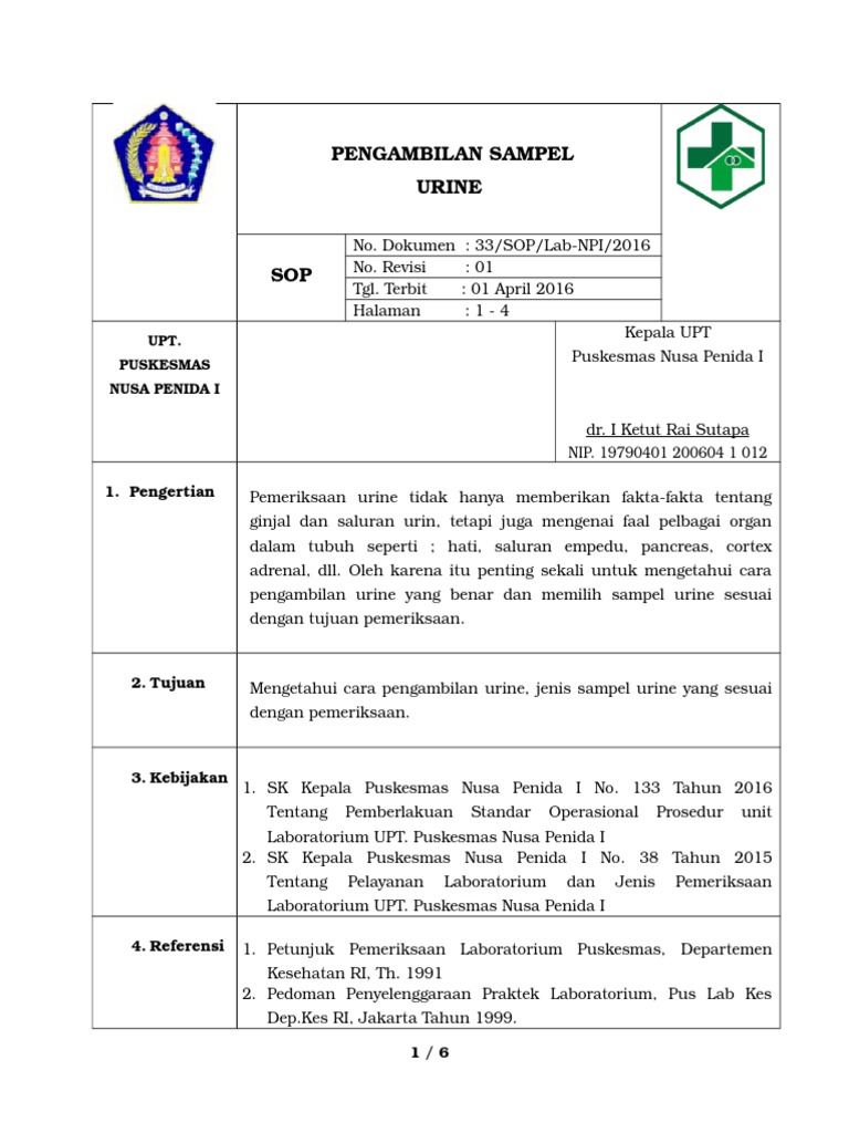 Sop 33 Pemeriksaan Pengambilan Urine Docx