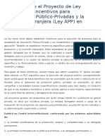 Análisis Sobre El Proyecto de Ley Orgánica de Incentivos para Asociaciones Público