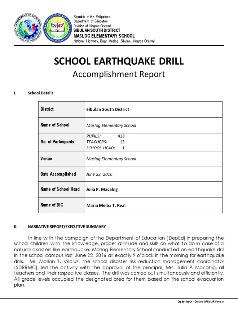 english essay earthquake drill