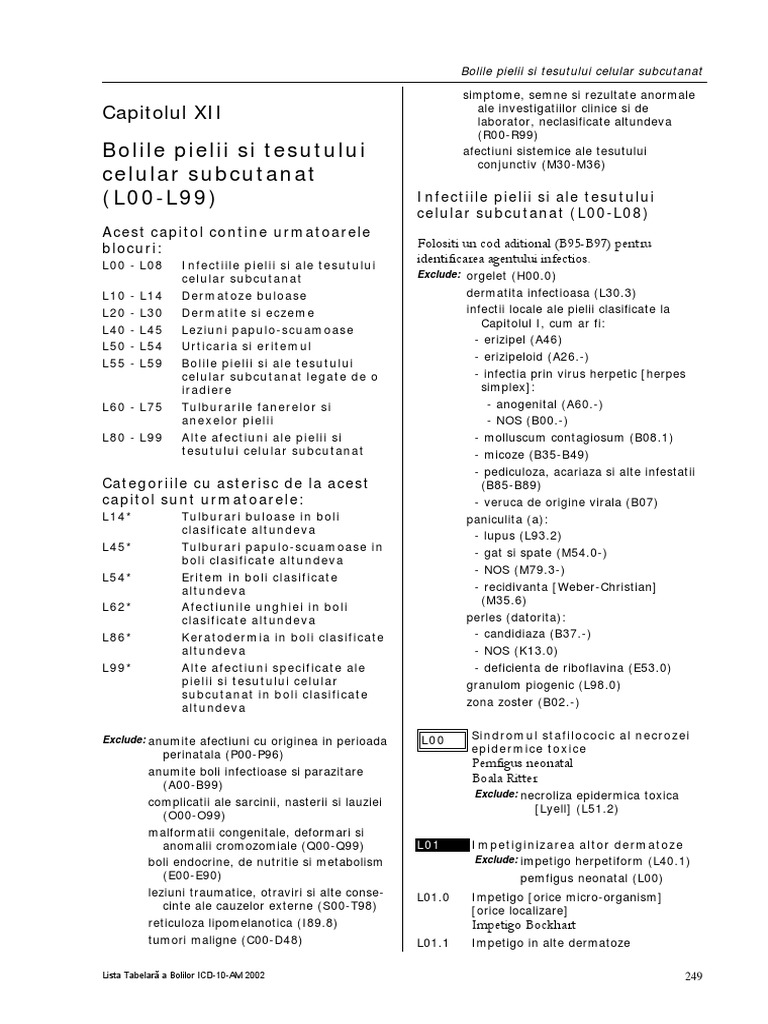 L 00 - L 99 Dermatologie PDF | PDF