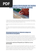 Um Guia Para a Formulação de Rações e Fazendo Comida de Galinha