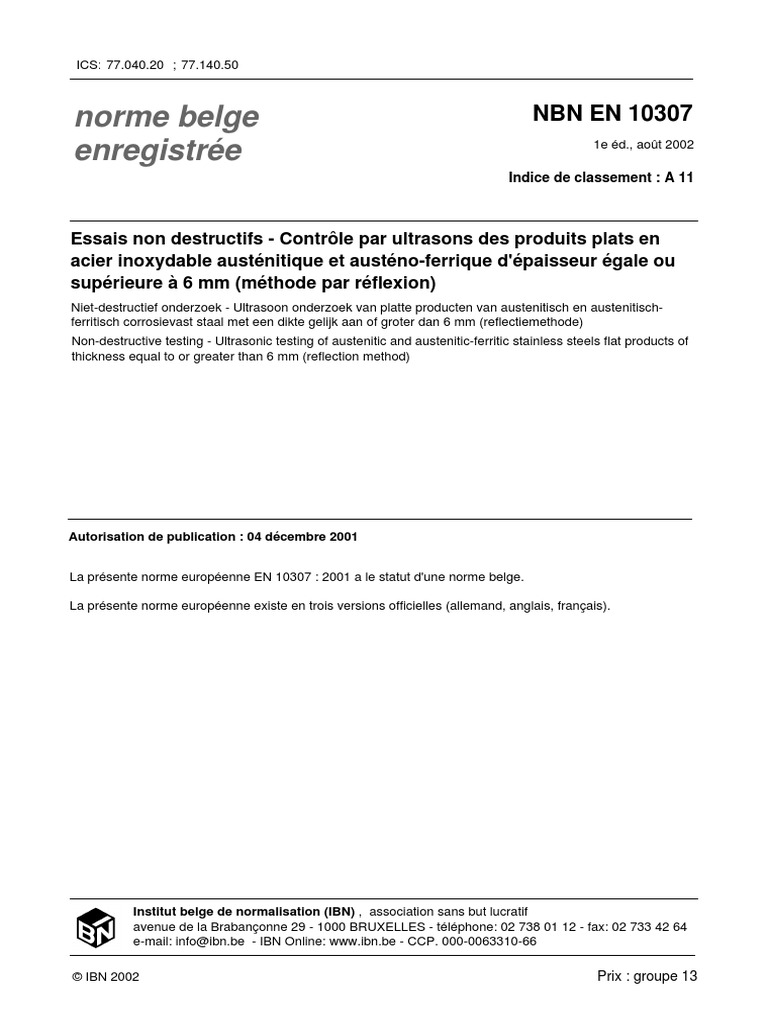 EN 10307 Latest | PDF | Contrôle non destructif | Amplificateur ...