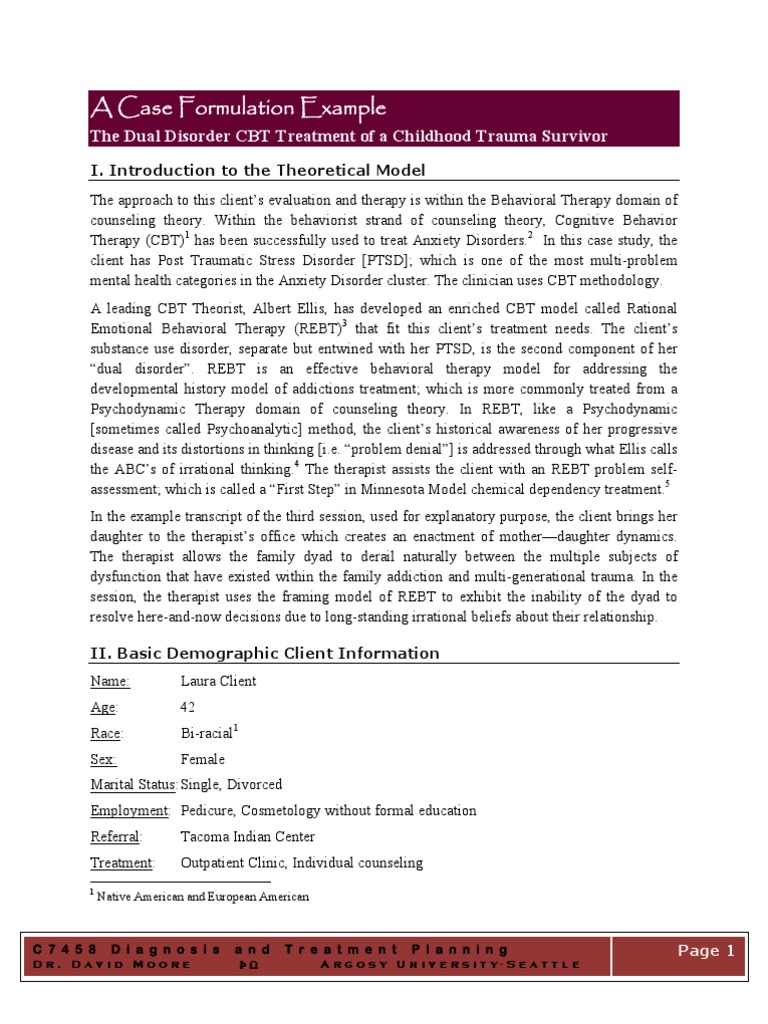 An Example Psychological Case Formulation PTSD Treatment Using CBT