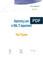 Deploying Lean in BNL IT Department: Paul Thysens