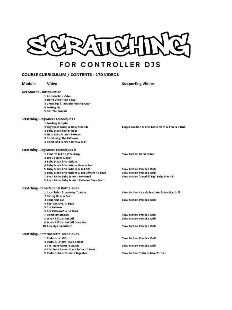 Scratching For Controller Djs Course Contents PDF Music Industry