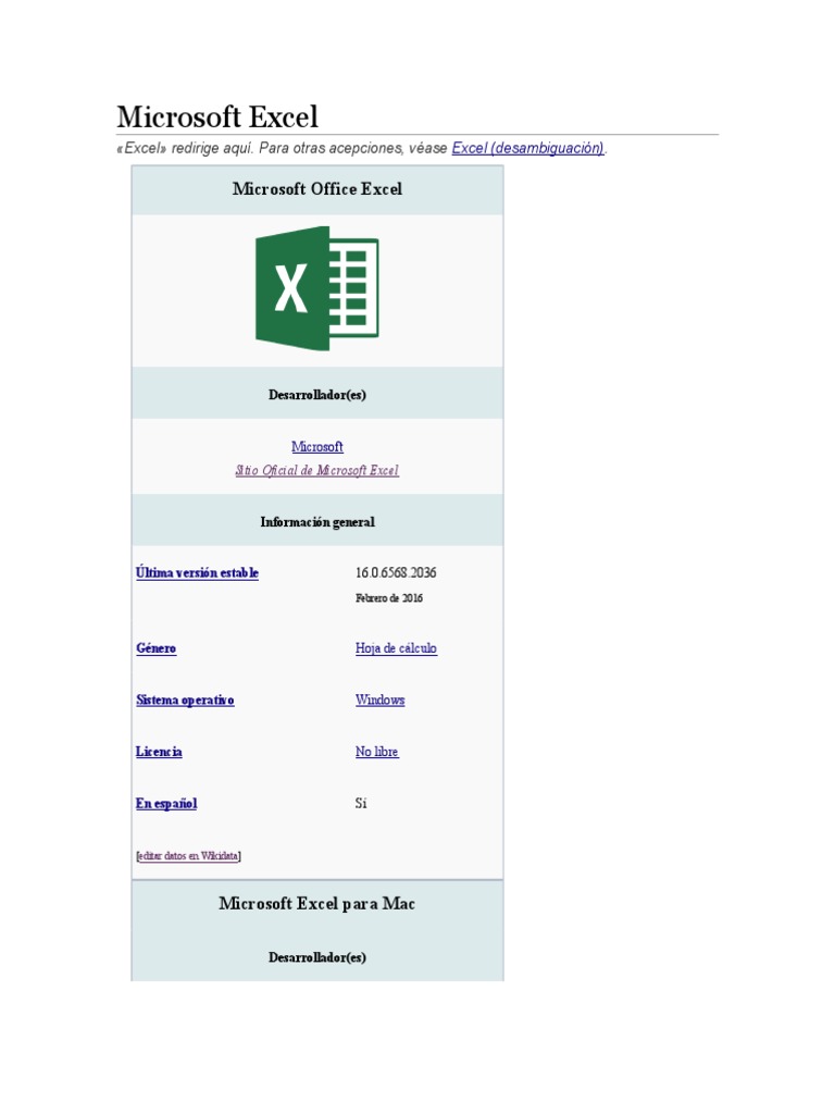 Definición y versiones de Microsoft Excel | PDF | Microsoft Excel ...