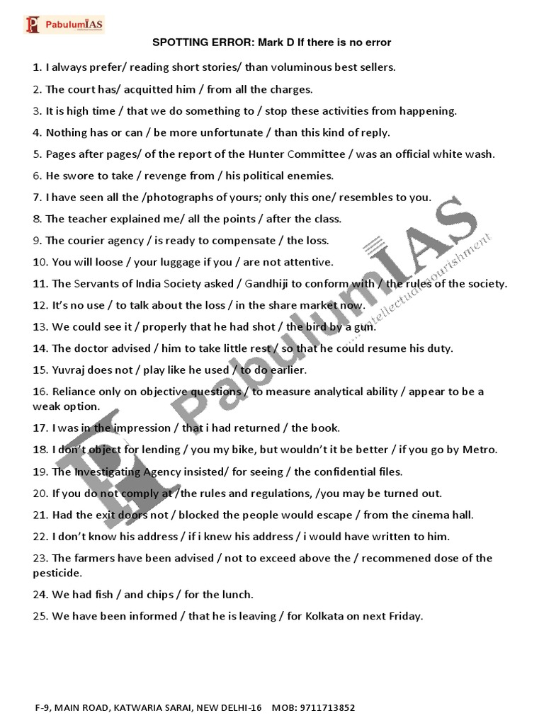 Spotting Error 1 PDF