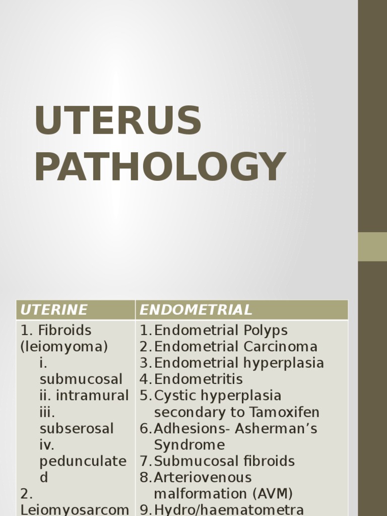 A Comprehensive Review of Common Uterine, Endometrial, Cervical and ...