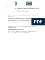 Secretarial Order 3336 - Table of contents