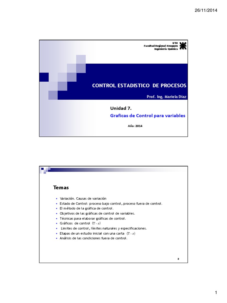 1.-Unidad 7-Graficas de Control para Variables 2014 | PDF | Calidad ...