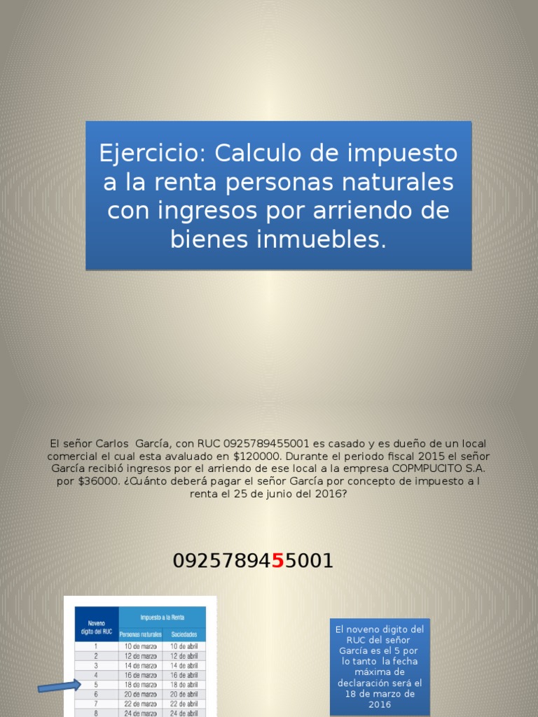 Cálculo de Impuesto a la Renta a Personas Naturales con Ingresos de