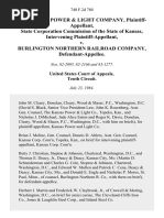 The Kansas Power & Light Company, State Corporation Commission of the State of Kansas, Intervening v. Burlington Northern Railroad Company, 740 F.2d 780, 10th Cir. (1984)